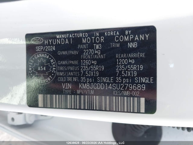 Продаж на аукціоні авто 2025 Hyundai Tucson Ultimate Hybrid Awd, vin: KM8JCDD14SU279689, номер лоту: 12638625