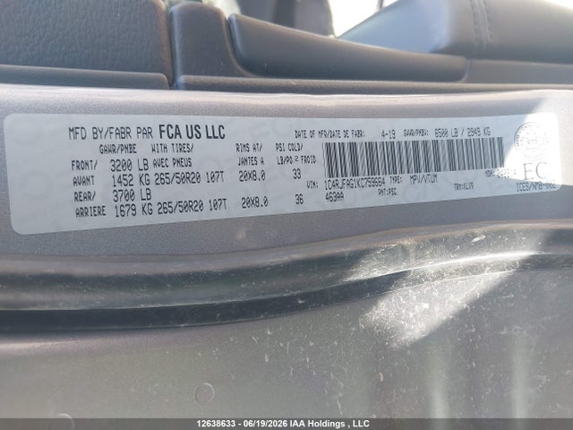 1C4RJFAG1KC759664 Jeep Grand Cherokee Laredo