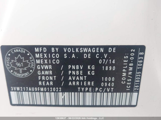 3VW217AU9FM012022 Volkswagen Golf 1.8 Tsi Comfortline/1.8 Tsi Highline/1.8 Tsi Trendline