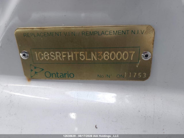 Aukcja sprzedaży 2020 Ram 1500 Limited, vin: 1C6SRFHT5LN360007, numer aukcji: 12638639