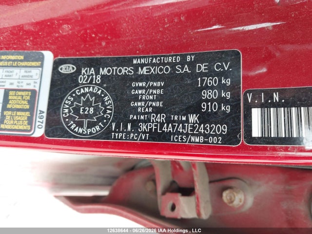 Продаж на аукціоні авто 2018 Kia Forte Lx/lx+, vin: 3KPFL4A74JE243209, номер лоту: 12638644