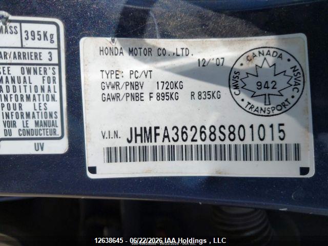 Aukcja sprzedaży 2008 Honda Civic Hybrid, vin: JHMFA36268S801015, numer aukcji: 12638645
