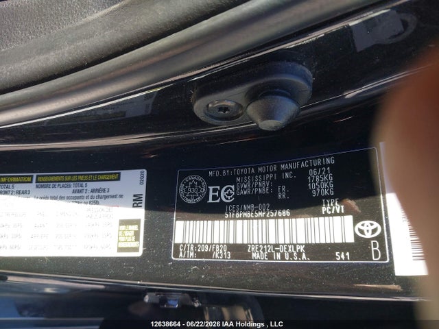 2021 Toyota Corolla Le მანქანა იყიდება აუქციონზე, vin: 5YFBPMBE5MP257686, აუქციონის ნომერი: 12638664