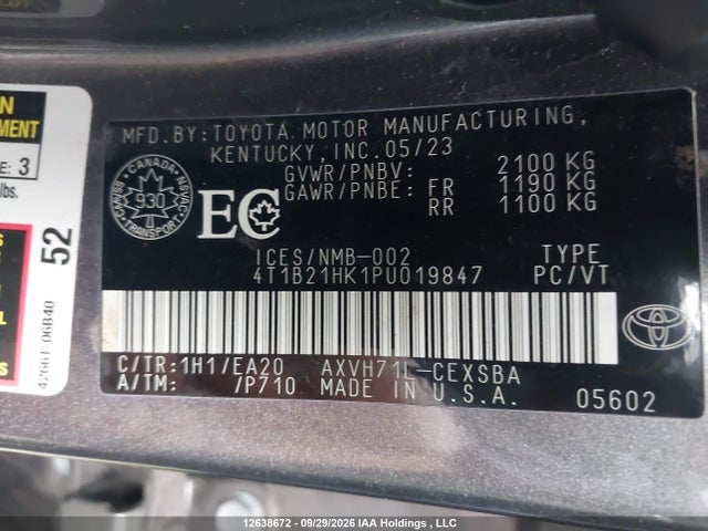 Продаж на аукціоні авто 2023 Toyota Camry Hybrid Se, vin: 4T1B21HK1PU019847, номер лоту: 12638672