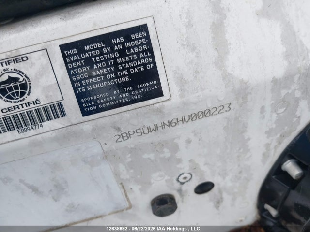 2017 Skidoo Skidoo. მანქანა იყიდება აუქციონზე, vin: 2BPSUWHN6HV000223, აუქციონის ნომერი: 12638692