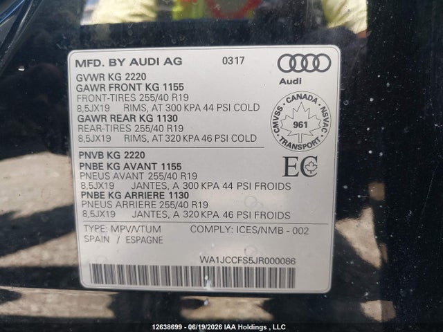 Audi Q3 2.0t Progressiv 2018 WA1JCCFS5JR000086 Image 9