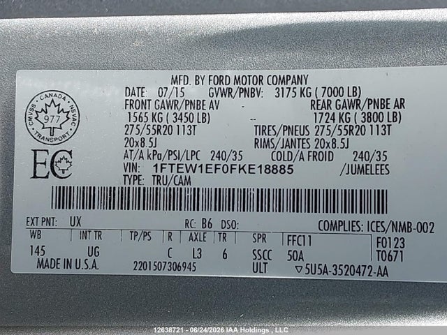 Ford F-150 Xlt 2015 1FTEW1EF0FKE18885 Image 9