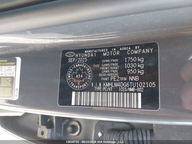 Продаж на аукціоні авто 2026 Hyundai Elantra Sel Sport, vin: KMHLM4DG6TU102105, номер лоту: 12638722