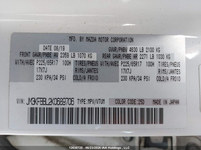 Mazda CX-5 SPORT 2019 JM3KFBBL2K0689706 Image 18