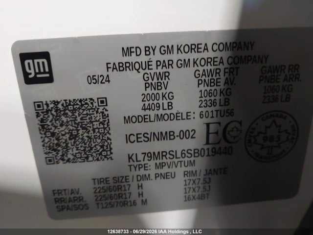 Aukcja sprzedaży 2025 Chevrolet Trailblazer Lt, vin: KL79MRSL6SB019440, numer aukcji: 12638733