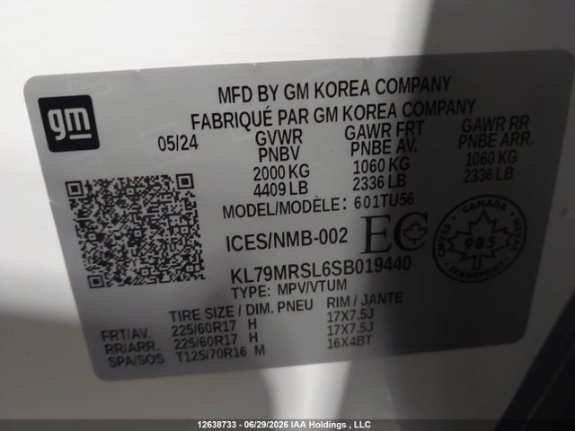 Aukcja sprzedaży 2025 Chevrolet Trailblazer Lt, vin: KL79MRSL6SB019440, numer aukcji: 12638733
