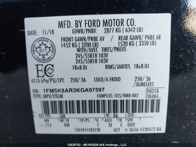 Ford Explorer Police Interceptor 2019 1FM5K8AR3KGA97597 Image 9