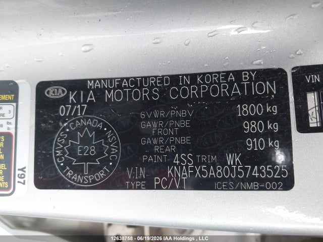 Продажа на аукционе авто 2018 Kia Forte 2.0l Ex/2.0l Ex Luxury, vin: KNAFX5A80J5743525, номер лота: 12638758