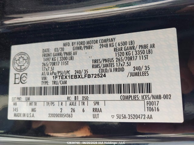 Ford F-150 2020 1FTEX1EBXLFB72524 Image 19