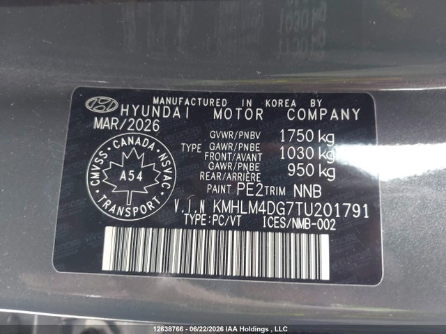 Продаж на аукціоні авто 2026 Hyundai Elantra Sel Sport, vin: KMHLM4DG7TU201791, номер лоту: 12638766