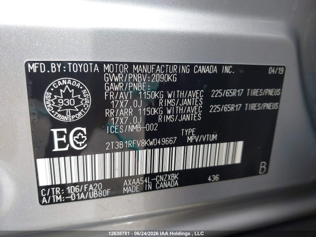 Toyota RAV4 LE 2019 2T3B1RFV8KW049667 Image 18