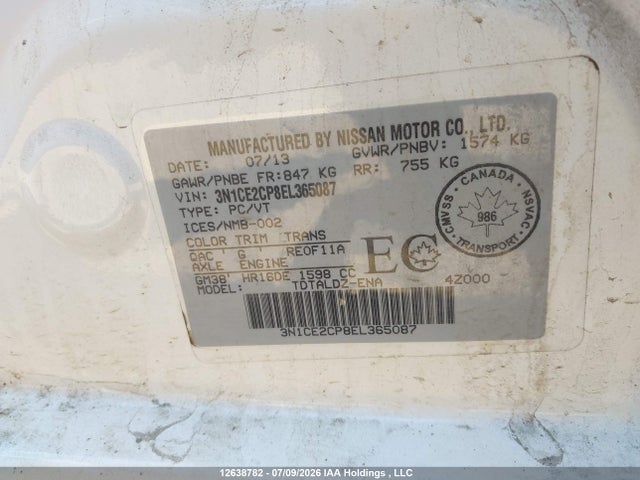 Nissan Versa Note S/s Plus/sv/sl 2014 3N1CE2CP8EL365087 Image 18