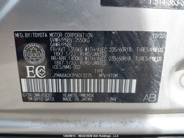 2023 Toyota Bz4x Xle/limited მანქანა იყიდება აუქციონზე, vin: JTMABACA7PA013275, აუქციონის ნომერი: 12638813