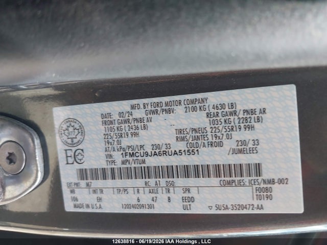 Ford Escape Platinum 2024 1FMCU9JA6RUA51551 Image 9