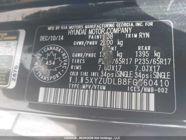 Продаж на аукціоні авто 2015 Hyundai Santa Fe Sport 2.4 Luxury, vin: 5XYZUDLB8FG260410, номер лоту: 12638828