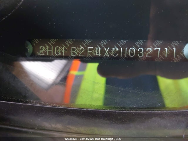 12638833 :رقم المزاد ، 2HGFB2F4XCH032711 vin ، 2012 Honda Civic Lx مزاد بيع
