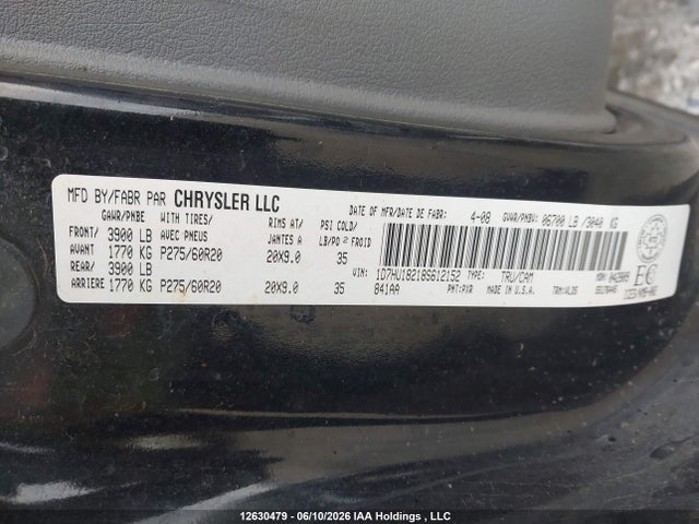 2008 Dodge Ram 1500 Slt მანქანა იყიდება აუქციონზე, vin: 1D7HU18218S612152, აუქციონის ნომერი: 12630479