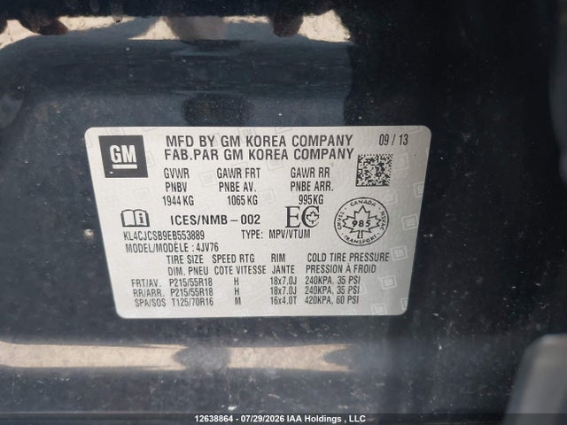 KL4CJCSB9EB553889 Buick Encore