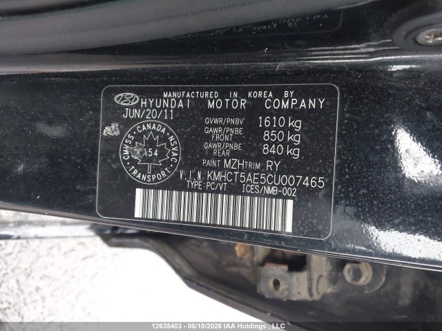2012 Hyundai Accent Gl მანქანა იყიდება აუქციონზე, vin: KMHCT5AE5CU007465, აუქციონის ნომერი: 12635403