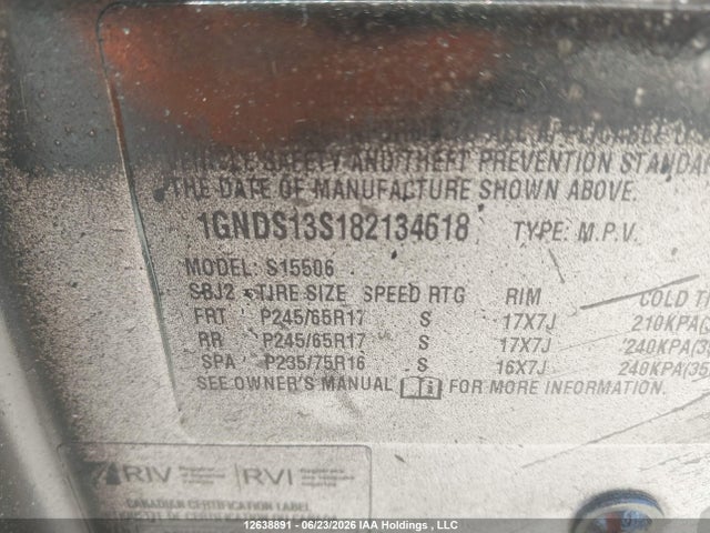 2008 Chevrolet Trailblazer Lt მანქანა იყიდება აუქციონზე, vin: 1GNDS13S182134618, აუქციონის ნომერი: 12638891