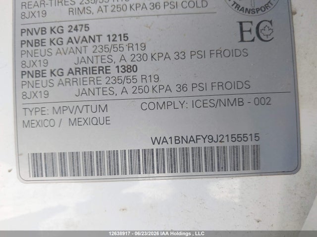WA1BNAFY9J2155515 Audi Q5 2.0t Progressiv