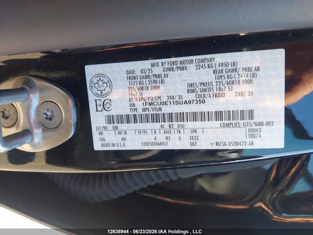 Ford Escape 2025 1FMCU0E11SUA97350 Image 18