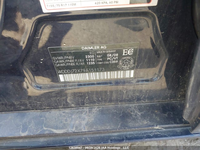 Aukcja sprzedaży 2009 Mercedes-benz Cls 550, vin: WDDDJ72X79A151173, numer aukcji: 12638947