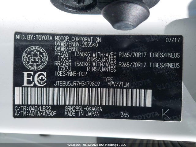 Toyota 4RUNNER SR5 2017 JTEBU5JR7H5479809 Image 19