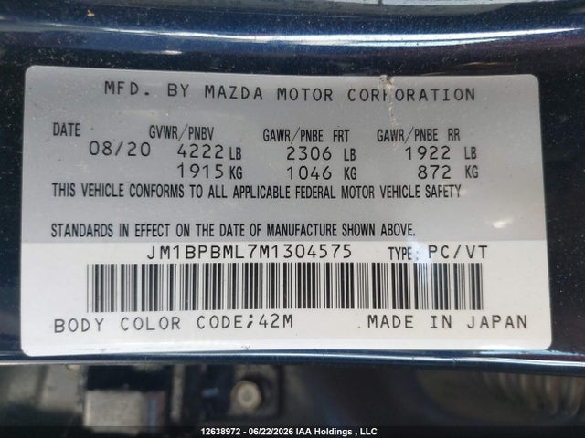 JM1BPBML7M1304575 Mazda Mazda3 Gt