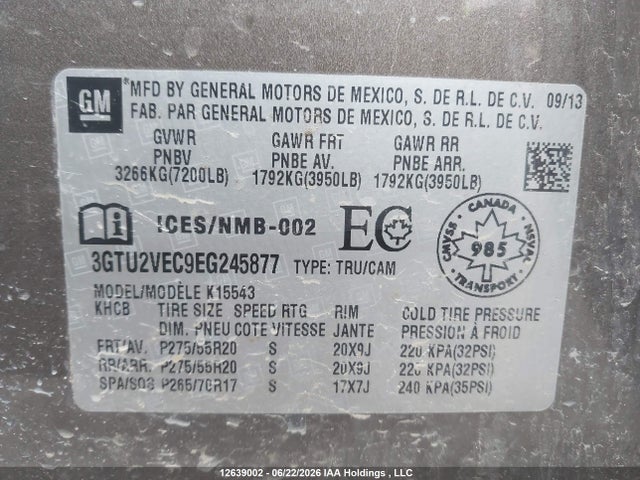 GMC Sierra 1500 Slt 2014 3GTU2VEC9EG245877 Image 19