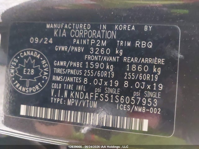 KIA Ev9 Wind 2025 KNDAFFS51S6057953 Image 9