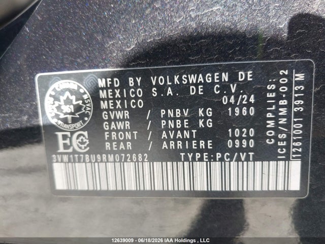 Продаж на аукціоні авто 2024 Volkswagen Jetta Gli Autobahn, vin: 3VW1T7BU9RM072682, номер лоту: 12639009