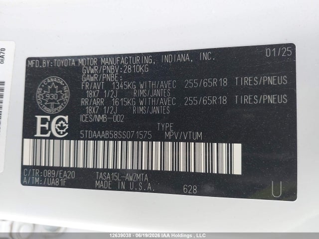Toyota Grand Highlander Xle 2025 5TDAAAB58SS071575 Image 12