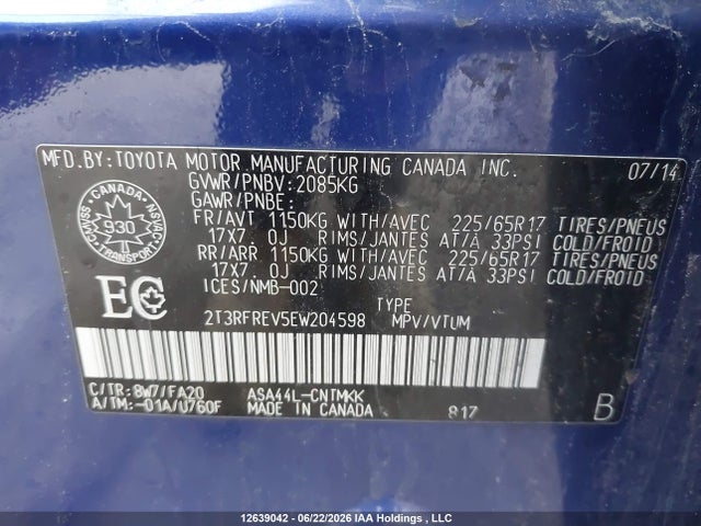 Toyota Rav4 Xle 2014 2T3RFREV5EW204598 Image 17