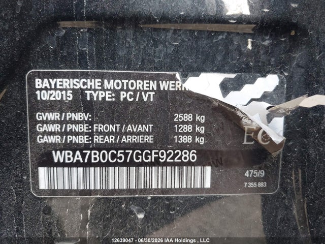 WBA7B0C57GGF92286 BMW 750i Xdrive