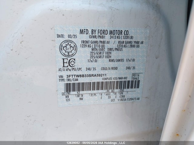 Ford Maverick Xl 2025 3FTTW8B33SRA59211 Image 9