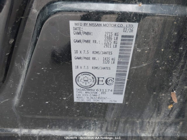 Nissan Pathfinder 2016 5N1AR2MM9GC631174 Image 9