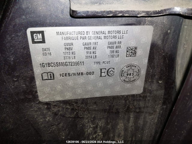 Chevrolet Cruze Ls Auto 2016 1G1BC5SM6G7239611 Image 9