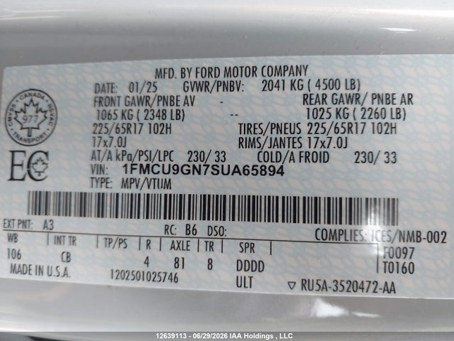 Ford Escape Active 2025 1FMCU9GN7SUA65894 Image 19