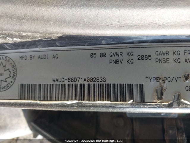 Продажа на аукционе авто 2001 Audi A4 2.8, vin: WAUDH68D71A002633, номер лота: 12639127