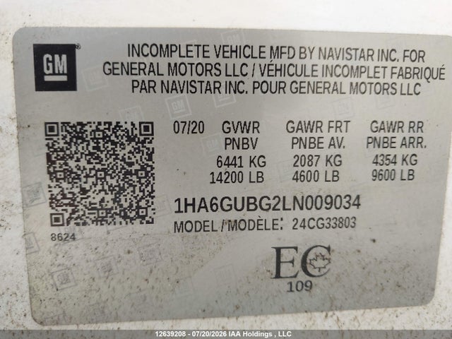 Продажа на аукционе авто 2020 Chevrolet Express Cutaway 4500 Van, vin: 1HA6GUBG2LN009034, номер лота: 12639208