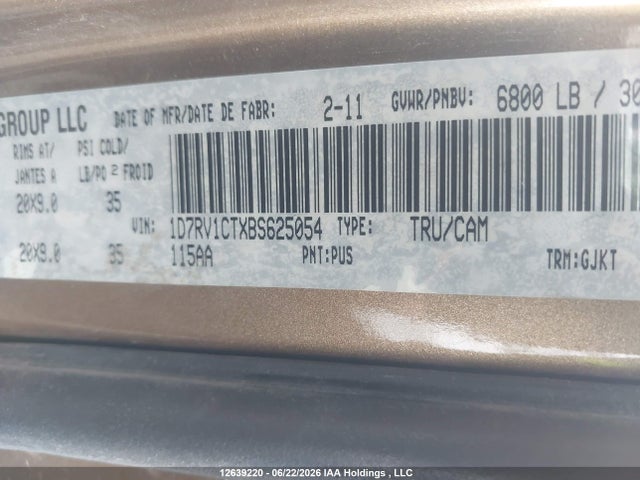 Aukcja sprzedaży 2011 Ram Ram 1500 Laramie, vin: 1D7RV1CTXBS625054, numer aukcji: 12639220