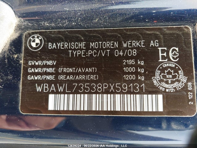 Aukcja sprzedaży 2008 Bmw 335 I, vin: WBAWL73538PX59131, numer aukcji: 12639224