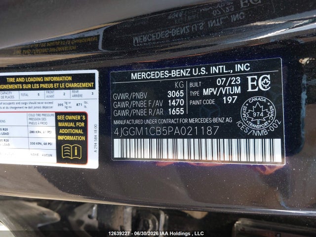 4JGGM1CB5PA021187 Mercedes-Benz Eqe 350 Suv 4matic