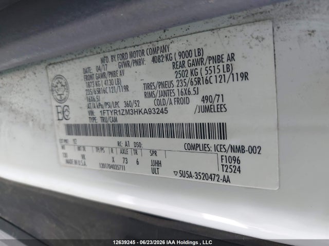 Ford Transit-250 2017 1FTYR1ZM3HKA93245 Image 9